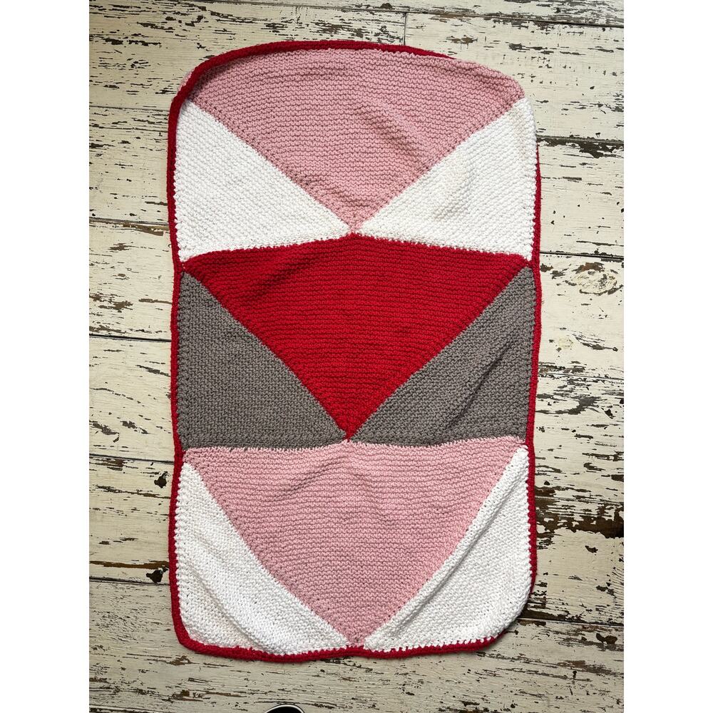 Crochet Quilt Bundle Handmade Pink Red Blue White Multicolored Throw Blankets - Picture 6 of 7